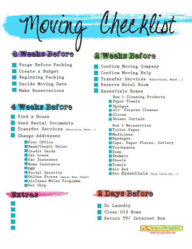Printable Going record Letter Measurement Bullet Magazine photo about Printable Moving Checklist titled Printable Transferring list Letter Dimensions Bullet Magazine